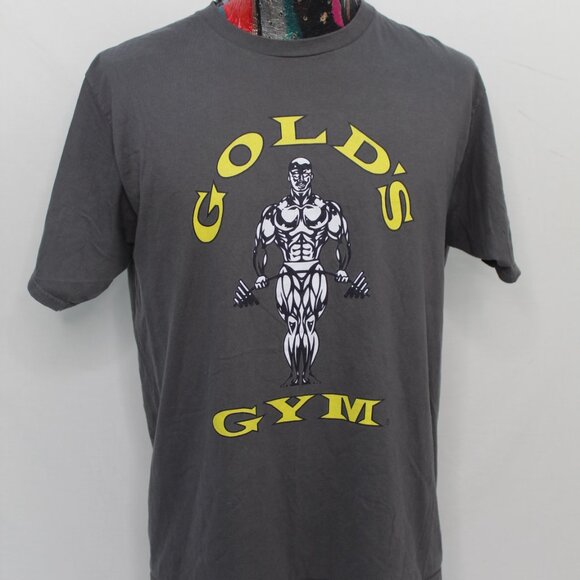 Vintage Golds Gym Shirt Mens Medium Gray Tshirt Workout lifting World - Picture 2 of 7